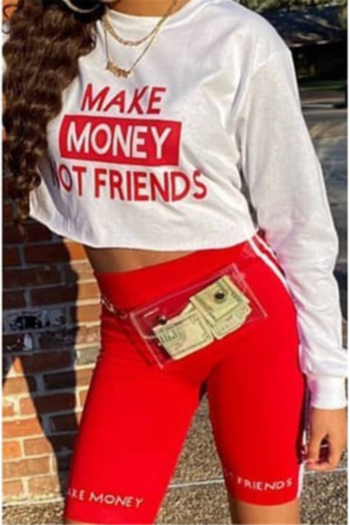 New plus size letters print stretch stylish sports two-piece set