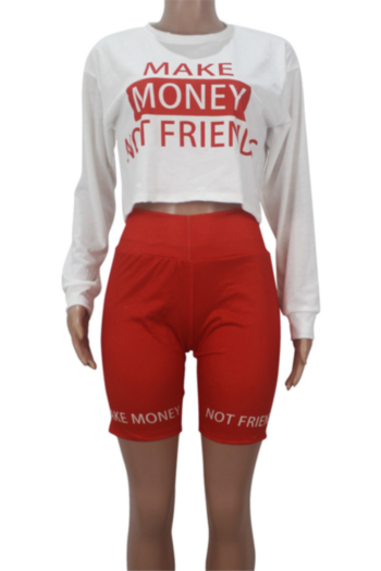 New plus size letters print stretch stylish sports two-piece set