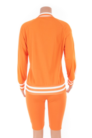 Plus size new stylish hollow out zip-up loose stretch two-piece set