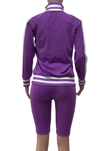 Plus size new stylish hollow out zip-up loose stretch two-piece set