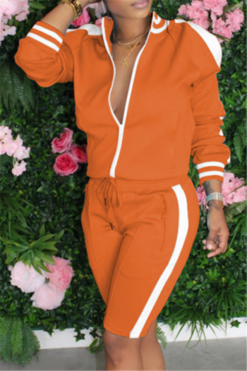 Plus size new stylish hollow out zip-up loose stretch two-piece set