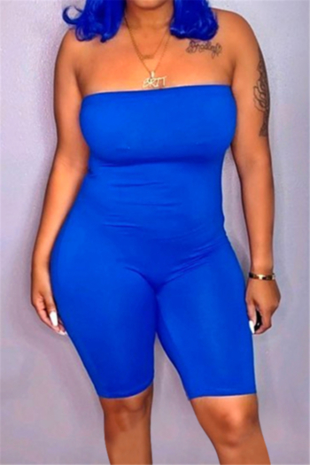 plus size 5 colors solid color strapless stretch tight summer playsuit