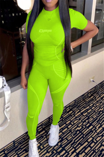 plus size new stylish digital batch printing stretch sports two-piece set