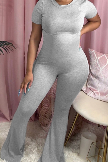 new stylish summer 3 colors solid color wide leg simple stretch jumpsuit