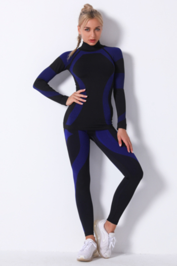 new stylish autumn winter tight leggings contrast color yoga sports two-piece set