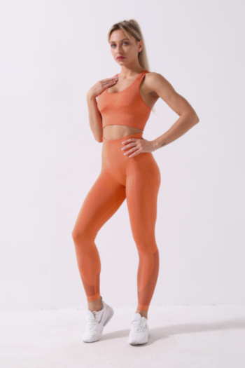 new six colors stretch low-cut high waist sports yoga tight two-piece set