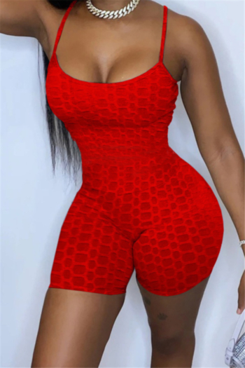 plus size solid color stretch sling low-cut stylish sports tight playsuit
