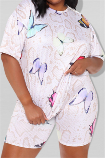 oversize batch butterflies printing stretch stylish casual two-piece set