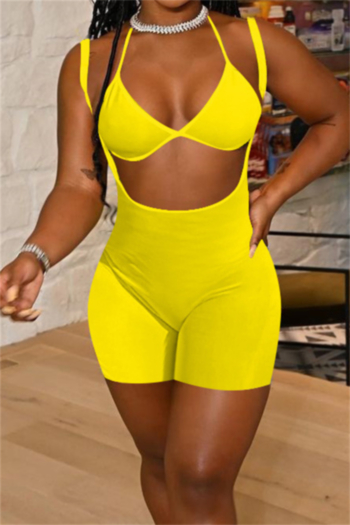 summer new plus size stretch halter-neck vest with overalls sexy hot skinny two-piece set