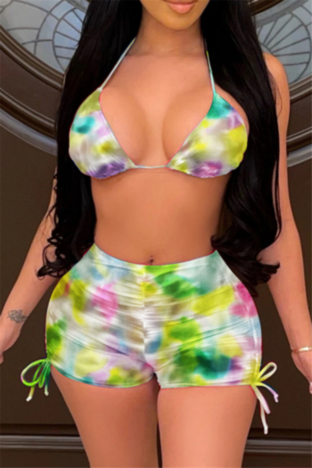 new stylish summer multicolor batch printing halter-neck sexy two-piece set (new add colors)
