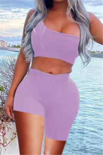 plus size solid color sexy asymmetric personality single breasted stylish two-piece set