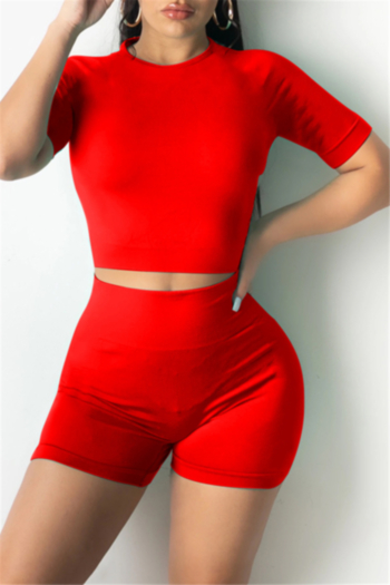 six colors new style solid color plus size fashion simple tight casual two-piece set