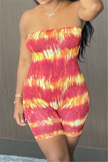 new style summer strapless fashion tie-dye batch printing playsuit