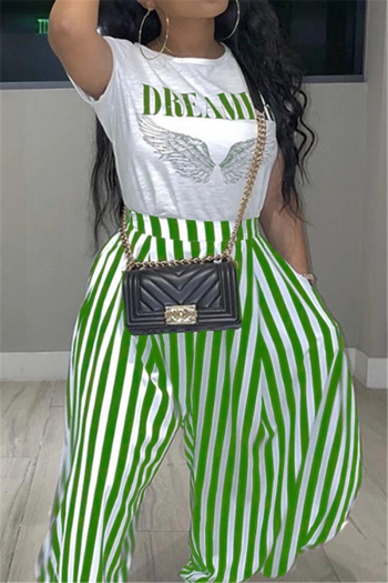 plus size new stylish letter printing with streak batch printing pants casual two-piece set