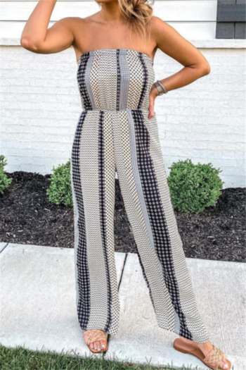 summer new style strapless batch printing wide leg fashion jumpsuit