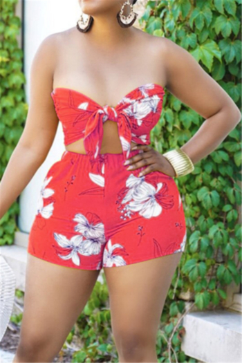 four colors plus size summer new stylish batch printing strapless stretch two-piece set