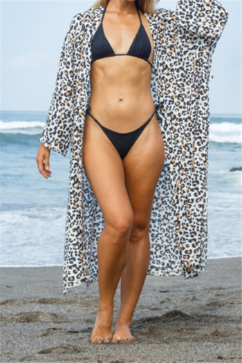 two colors leopard print belt design sexy beach cover-ups