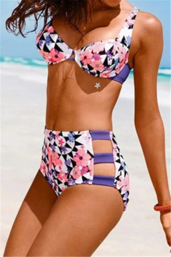 multicolor floral and geometrical pattern print padded adjustable straps sexy two-piece bikini