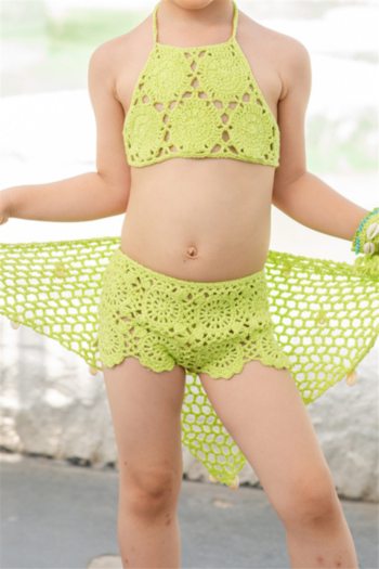 kids new crochet unpadded two-piece swimsuit (suitable for 3-8 years old,without shwal)