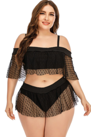 oversize see through mesh spliced padded adjustable straps sexy two-piece swimsuit