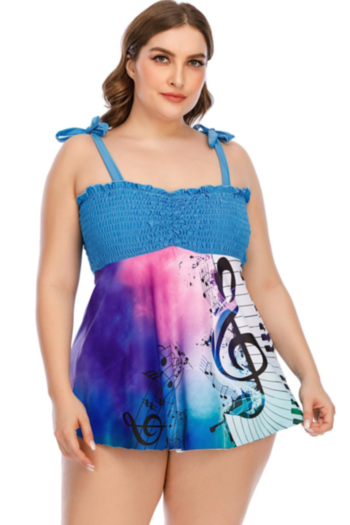 oversize tie-dye and digital print padded pleated sling dress style stylish two-piece swimsuit