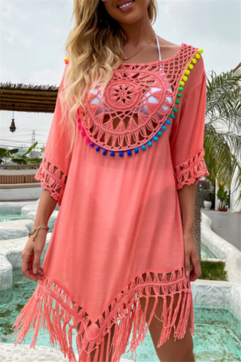 summer new six colors see through crochet tassels sexy beach cover-ups