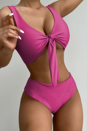 solid color padded chest knotted sexy simple two-piece swimwear