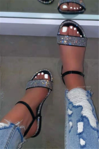 summer new three colors rhinestones decorated peep toe stylish flat sandals