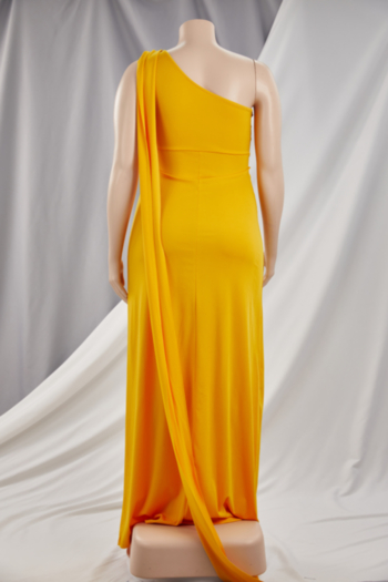 Summer plus size 5 colors solid colorS-4XL one shoulder stretch elegant maxi dress