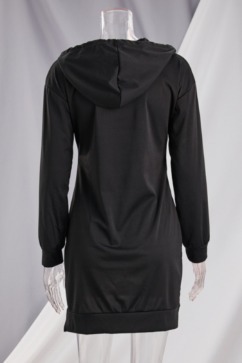 Plus size autumn new fashion hooded lip printing stretch mini dress