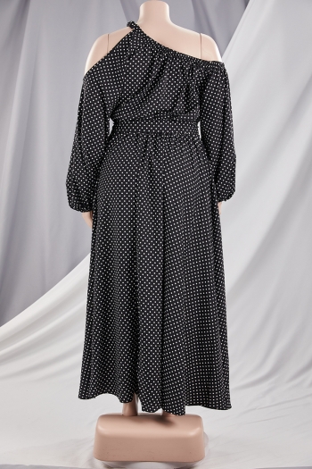 Autumn dot batch printing plus size L-4XL new stylish inelastic loose casual maxi dress