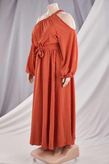 Autumn dot batch printing plus size L-4XL new stylish inelastic loose casual maxi dress