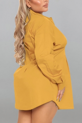 XL-5XL plus size autumn new stylish 7 colors simple solid color single breasted non-stretch loose casual mini dress