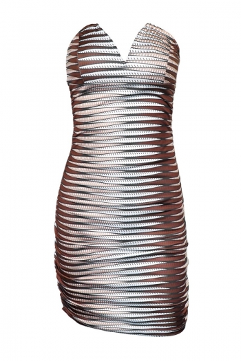 summer new stripe batch printing stretch tube design bodycon stylish sexy mini dress