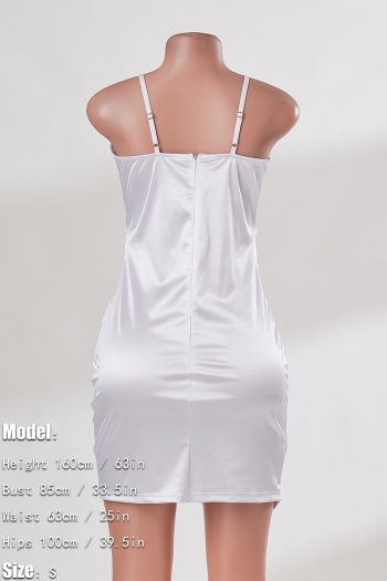 XS-XL 7 colors satin slight stretch backless zip-up sexy bodycon mini dress