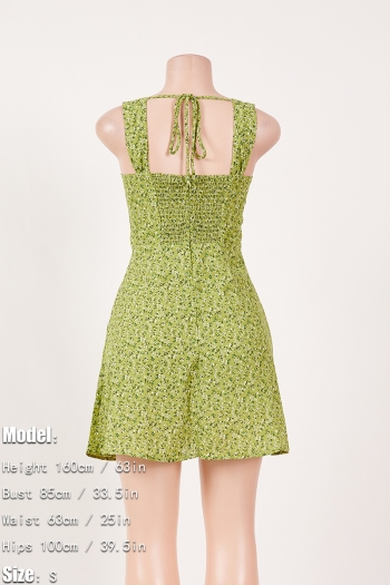 Stylish non-stretch floral printing single-breasted zip-up lined mini dress