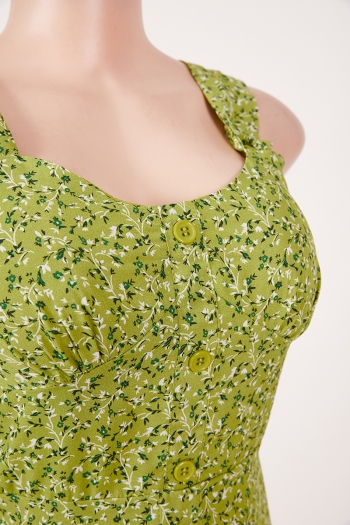 Stylish non-stretch floral printing single-breasted zip-up lined mini dress