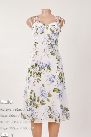 Sexy slight stretch sling shirring high slit print midi dress size run small