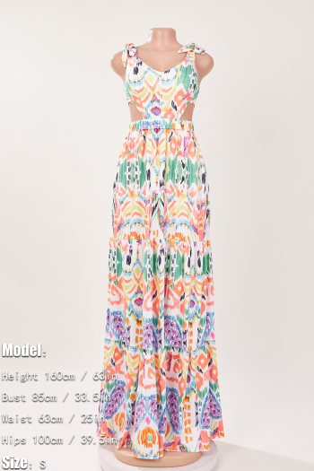 Sexy plus-size slight stretch batch printing bandage backless maxi dress