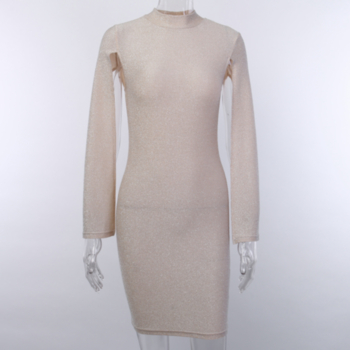 New stylish slim fit high stretch split sleeve metallic yarn dress