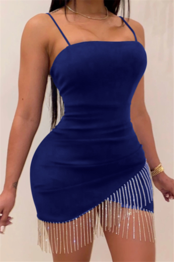 new stylish sling slim fit stretch tassel thick hot drilling dress (new add colors)