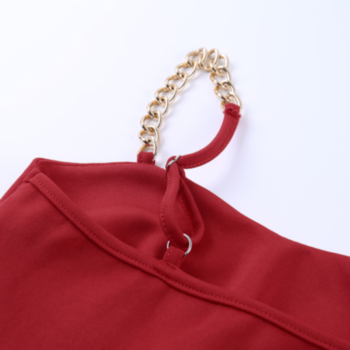 New stylish metal chain sling solid color slim high stretch dress