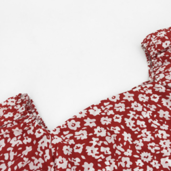 New stylish chiffon inelastic slim floral batch printing puff sleeve dress