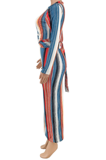 New stylish plus size stripe batch printing laced slim stretch dress
