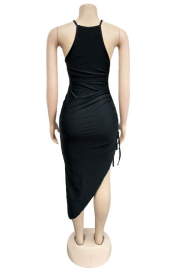 New stylish four colors sling laced irregular stretch slim fit pleated dress