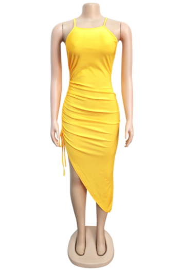 New stylish four colors sling laced irregular stretch slim fit pleated dress