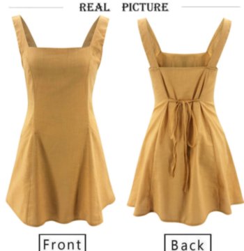 New solid color inelastic sling pockets stylish sweet dress