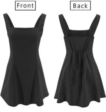 New solid color inelastic sling pockets stylish sweet dress
