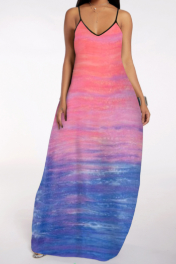 new plus size gradient color print sling stylish elegant dress