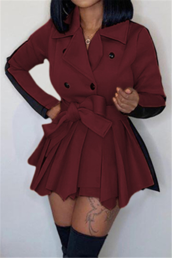 autumn winter new 9 colors inelastic suit collar thick stylish dress with belt (new add color)